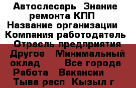 Автослесарь. Знание ремонта КПП › Название организации ­ Компания-работодатель › Отрасль предприятия ­ Другое › Минимальный оклад ­ 1 - Все города Работа » Вакансии   . Тыва респ.,Кызыл г.